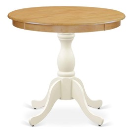 East West Furniture - AST-OLW-TP - Dining Room Table - Oak Table Top and Linen White Pedestal Leg Finish