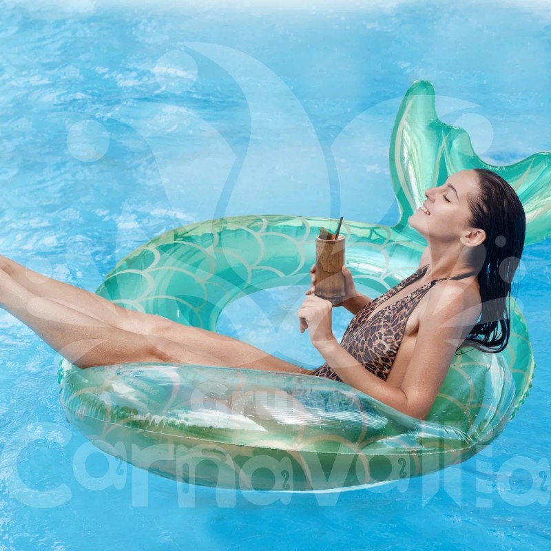 Grupo Carnavallia Inflable Cola Sirena Verde Aqua Flotador Alberca Salvavidas