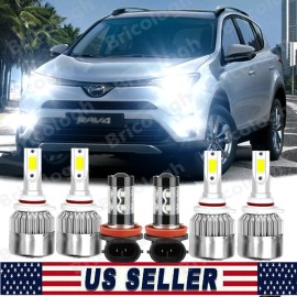 Unbranded For 2013-2014 2015 Toyota RAV4 LED Headlight Hi/Lo Beam + Fog Light Bulbs Kit