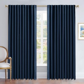 NICETOWN Vertical Blinds Window Curtain Panels - (Navy Color) 70 by 84 inches, Set of 2 Panels, Energy Saving Blackout Curtains for Hall Room