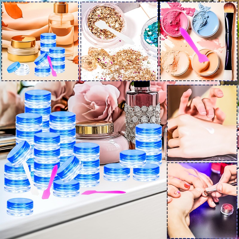 MotBach 100 Pcs 3g Empty Plastic Containers with Lids,Tiny Makeup