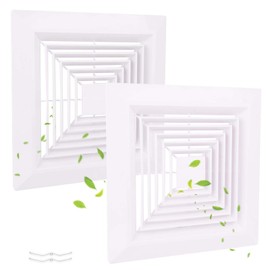 White (2 Piece 12" x12"Inch） Bathroom Exhaust Fan Cover with Spring, Square Ceiling or Wall Mounted Exhaust Fan, Ceiling Fan, Grille, Air Diffuser, Diverter Ventilation Hood, Replacement Accessories
