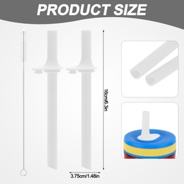 2pcs Replacement Straws with Bite Valve for Zak Designs Kelso 12oz 15oz Tumbler Water Bottle, BPA-Free Flexible Silicone Cup with Cleaning Brush Toddler Accessories Parts Reusable