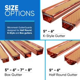 Waterlock Flat Under The Shingle Micromesh Gutter Guards in Copper for Half Round Gutter, 5 inch, 6 inch, 7 Inch, Box Gutters, Commercial Gutters, Premium Quality Gutters from Manufacturer (Sample)