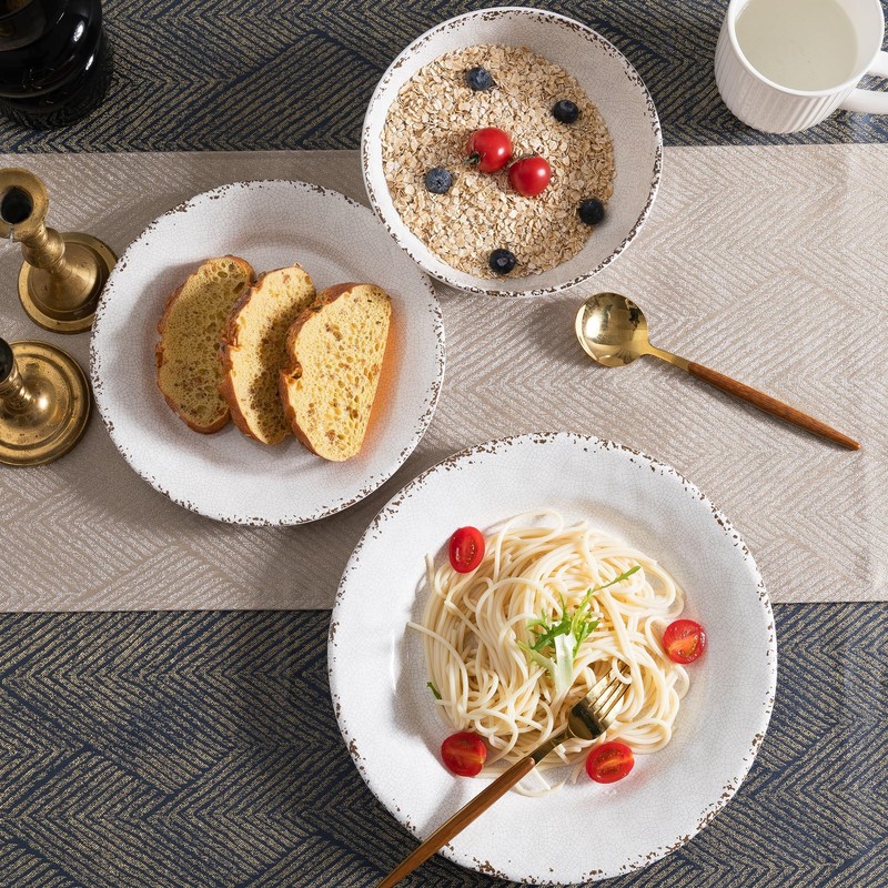 ZAROCRUS Farmhouse Melamine Dinnerware Sets,12 Pieces Dishes Dinnerware Set,Service for