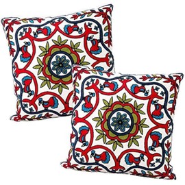 ZUODU Colorful Floral Cushion Covers Embroidery Decorative Pillow Case18 x 18" or 45 x 45 cm Set of 2(Set of 2)