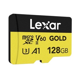 Tarjeta Lexar Profesional Oro microSDXC 128GB, UHS-II, C10, U3, V60, Full-HD & 4K Video, hasta 280MB/s de Lectura, para videógrafos Profesionales, Jugadores