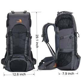 60L Internal Frame Hiking Backpack with Rain Cover,Outdoor Sport Travel Daypack for Climbing Camping Touring (Black)