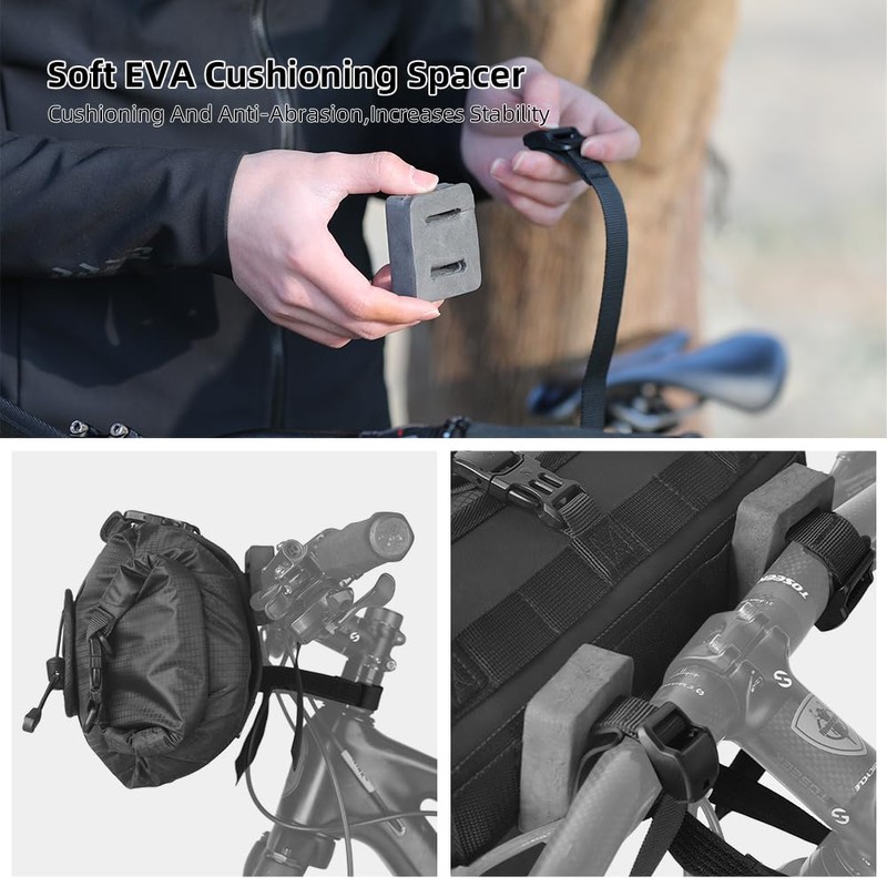 Rhinowalk Bicycle Handlebar Bag Waterproof 12L - Roll-Top Drybag with