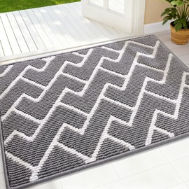 OLANLY Front Door Mat, Non-Slip Rubber Backing, Dirt Resistant and Absorbent, Washable, Easy to Clean Low-Profile Indoor Doormat for Back Door, Entryway, Inside Entrance, 32x20, Grey