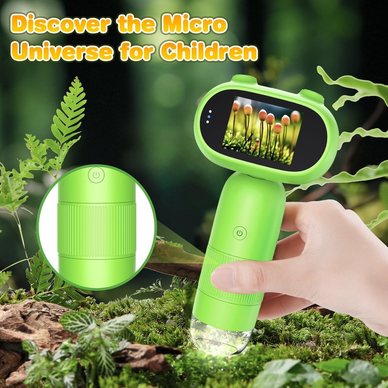 Digital Microscope for Kids,2.0" IPS Screen Handheld Microscope for Kids,Support
