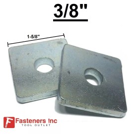 Fasteners Inc. 3/8" x 1-5/8" Strut Bearing Plate Square Washers Steel Zinc for Unistrut Channel - 400