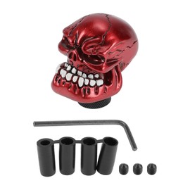 HEROFFIX Skull Shift Knob Universal Gear Shifter Knob Resin Stick Shifter Lever Knob for Automatic and Manual Vehicle with 4 Adapter Red 1 Set