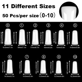 ASONRL 550Pcs Natural Duck Nail Tips Full Cover Long Duck Nails Tips Press On - 11 Sizes Acrylic Gel DIY Nail Extensions for Salon-Worthy Duck Shaped Manicures & Nail Art with Box