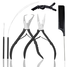 SIVOTE Professional Hair Extension Tools Kit Stainless Steel, Microlink & Itip Extensions Tool Kit, Gold