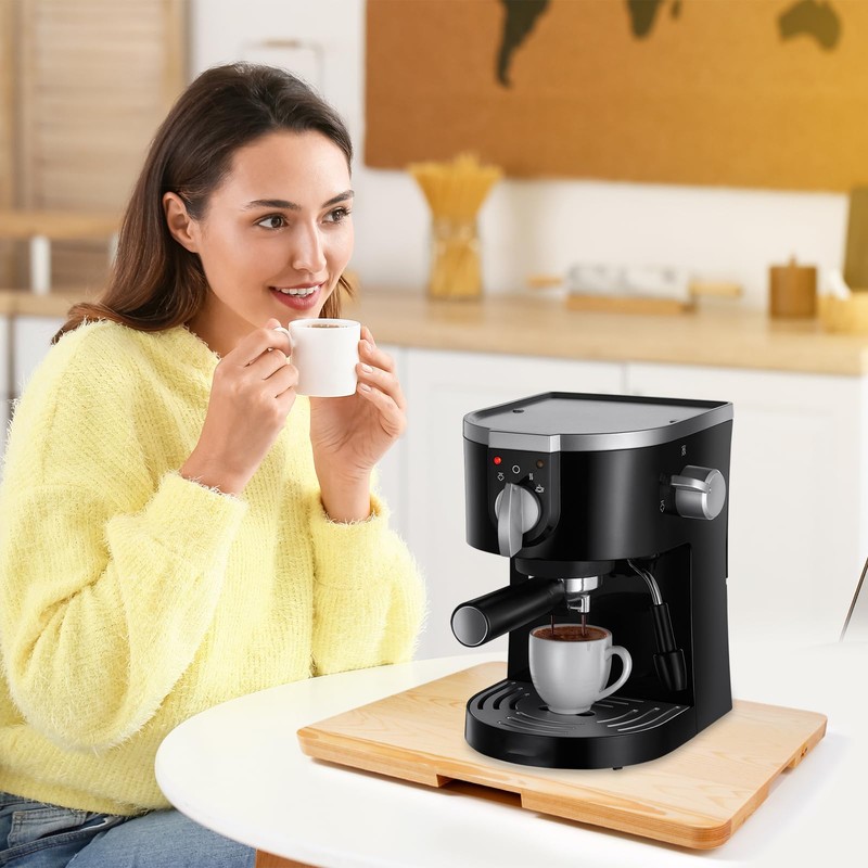 360° Appliance Sliding Tray for Coffee Maker, Bamboo Rolling Tray
