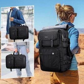 PIJUSHI Travel Backpack for Women Men Carry on Luggage Backpack Convertible Large Laptop Duffel Bag for Airplanes(PE049 Black)