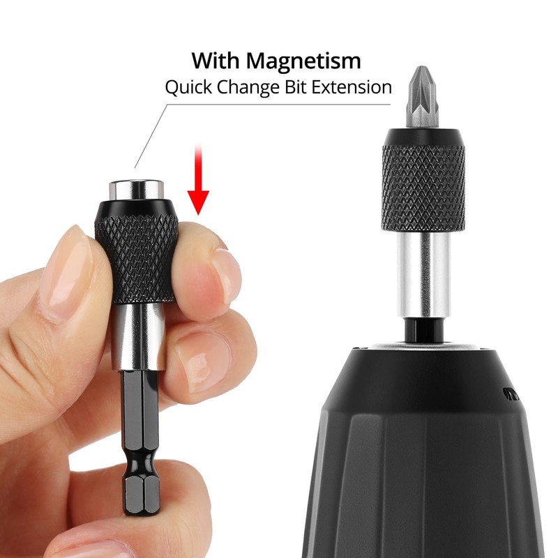 QWORK® 3 Pcs 1/4 Inch 60mm Hex Shank Quick Release