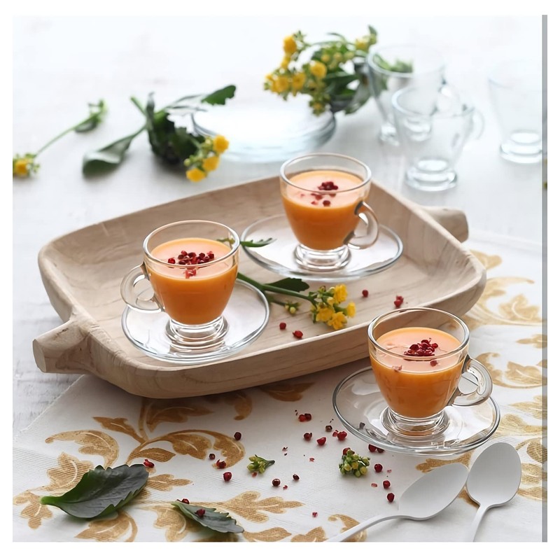 GURUDAR Espresso Cups with Saucers and Spoons Set of 6,