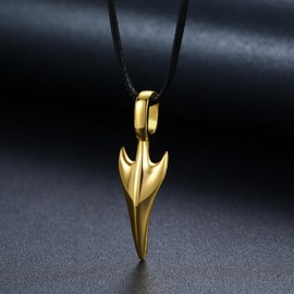 MOPOPOK Arrowhead Necklace S925 Sterling Silver Golden Arrow Pendant Necklace Viking Arrowhead Necklace Viking Jewelry Gifts for Man Women