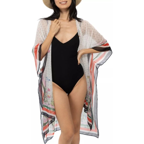 Giani Bernini Signature Logo Button-Front Kimono Womens Cover up Multi