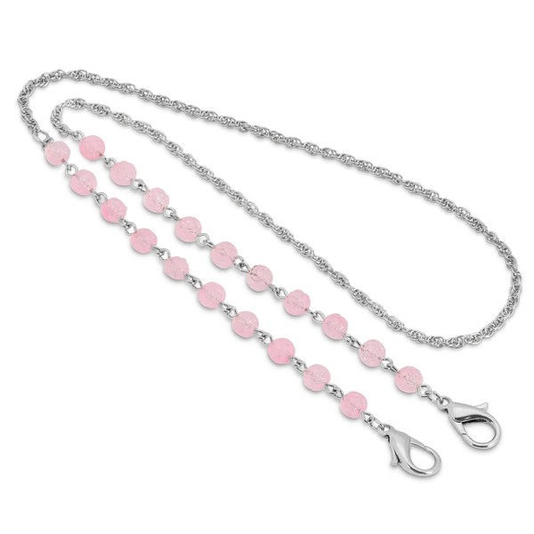 1928 Jewelry Pink Beaded Face Mask Chain Holder 22 Inch