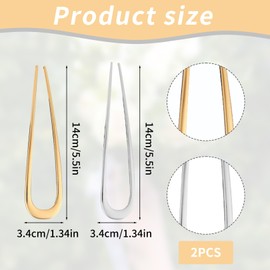 Pack of 2 U-Shaped French Hairpins, Metal Hair Pin, Large, French Twist Hair Pin, Bobby Pins, Hair Accessories, Vintage Coiffure Hair Fork for Hair Accessory Women and Girls (Gold & Silver)