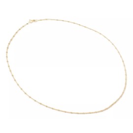 Ametrinaa Cadena Martillada Bitono 2mm Oro Italiano Solido 10k 50cm Color Dorado