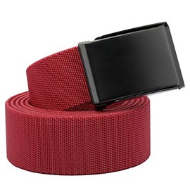 KYEYGWO Mens Webbing Canvas Belts, Casual Tactical Army Waist Strap with Flip-top Buckle, Red