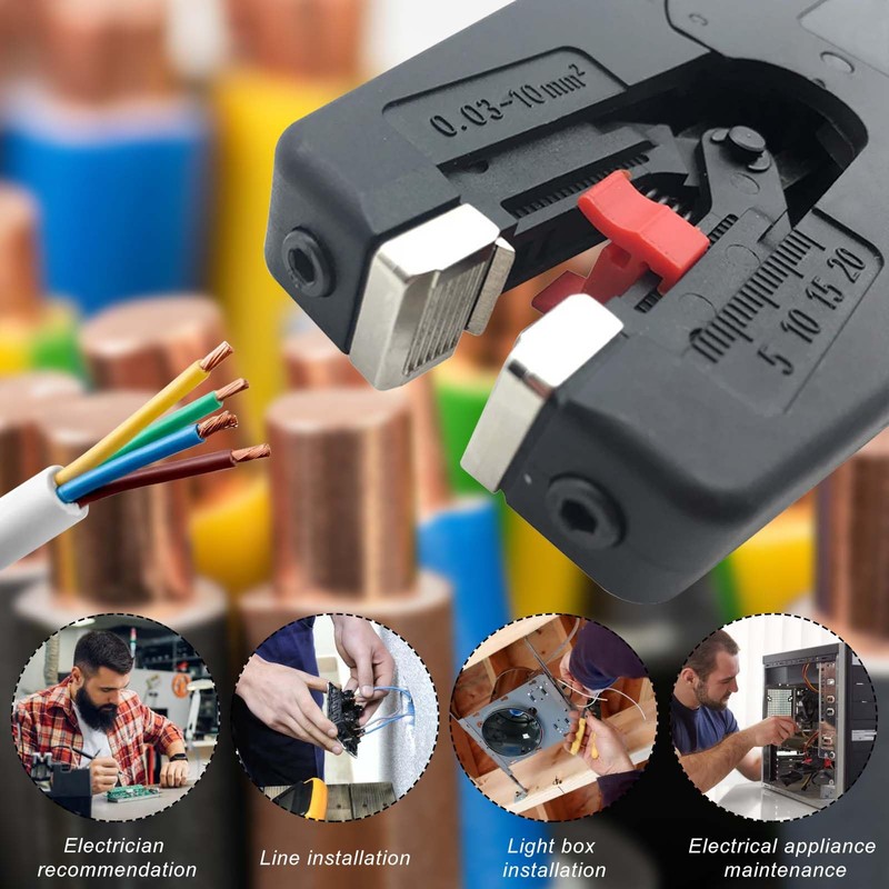 Wire Stripper, 0.03-10 mm² Wire Stripping Tool, Multifunctional with Small