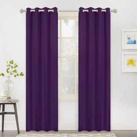 MYSKY HOME Purple Blackout Curtains Elegant for Living Room Light Blocking Room Darkening Solid Grommet Window Coverings for Nursery Kitchen Decoration, 2 Panels, 52 x 84 in, Purple
