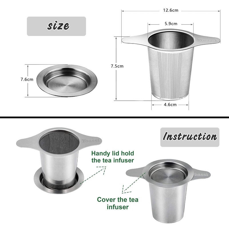 Yoassi 2 Pack Tea Infuser, 304 Stainless Steel Tea Filter