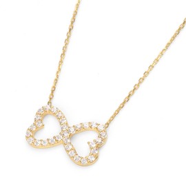 Gift from New York Platinum Gold Coated Heart Ribbon Necklace, NY Limited Edition Designer Necklace, Created Diamond
