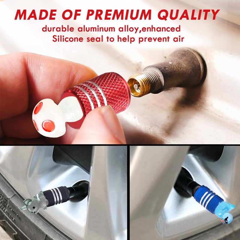 4Pack Cute Pig Tire Valve Stem Caps Pig Car Accessories