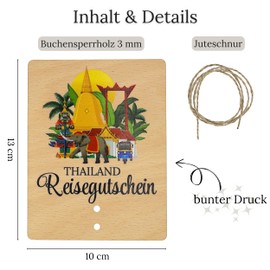 ZUKLA Verpackung für Geldgeschenk Thailand 13 x 10 cm - Geschenke für Reisende - Handmade - Geschenke für Thailand Reise - Reisegutschein Geschenk Verpackung