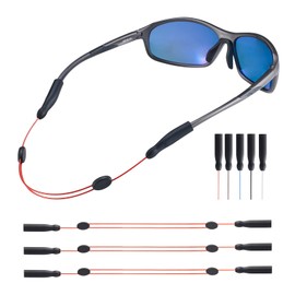 Gdnmpat Sunglasses Strap - Glasses Strap, No Tail Adjustable Eyeglasses Straps Eyewear, Eye Glasses Holders Around Neck for Men, Women, Kids - Chain, Sports String Straps(3pcs 16IN Red)