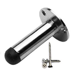 Merriway Chrome Plated BH01665 75mm (3 inch) Projecting Wall Mounted Pillar Door Stop, 75 mm