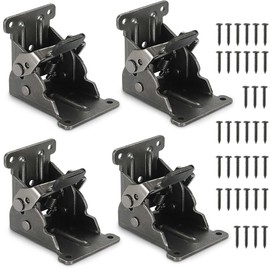 NICAVKIT 4 Pack Folding Brackets for Table Bed Leg Feet, Self-Lock Hinge Hardware with Screws, Lock Extension Support Foldable Bracket for Furniture Leg, Cabinet, Workbench