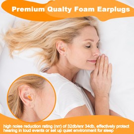 200 Pairs Earplugs for Noise Cancelling Individual Bagged Foam EarPlugs for Sleeping Work Snoring Sound Blocking Construction Loud Noise Reducing Earplugs Orange Color