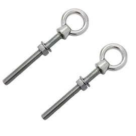 M6 x 60mm Lifting Long Eye Bolt Longshank with Full Nuts and Washer Stainless Steel Marine Grade (Pack of 2)