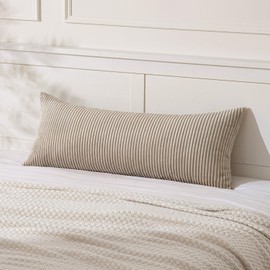 MIULEE Decorative Long Body Lumbar Throw Pillow Cover 14x36 Inch for Bed Couch Bedroom Bench, Soft Corduroy Rectangle Light Brown Pillow Case for Bedroom Living Room Couch (Cover ONLY, Pack of 1)
