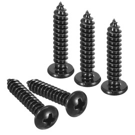 TA-VIGOR 50Pcs Self Tapping Screws, M5 Phillips Pan Head Screw, 25mm Round Head Tapping Screws, Stainless Steel Machine Wood Fasteners Bolts for Wood, Drywall, Furniture, Repairing, Black