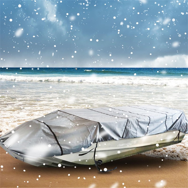munirater 12FT 210D Grey Boat Cover Heavy Duty Trailerable Replacement