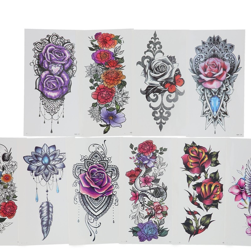 20pcs Temporary Tattoos Stickers Waterproof Long Lasting Flower Fake Tattoo
