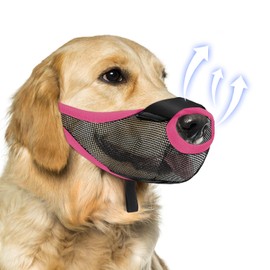 Dog Muzzle, Soft Air Mesh Muzzle for Small Medium Large Dogs Anti Biting Barking Chewing Scavenging, Breathable Adjustable Loop Pets Muzzle with Front Opening Design Allows Panting Drinking (Pink,XL)