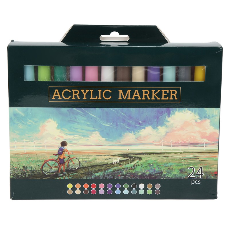 24Pcs Acrylic Paint Markers Multi Function Safe Nontoxic Moistureproof Quick