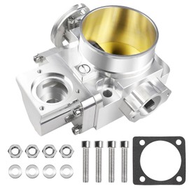 LOREADA Aluminum Silver Throttle Body 70MM Car Turbo Electric Throttle Control Compatible with Evo 7 8 9 2001-2006 Mitsubishi Evolution VII VIII IX 4G63T Uprated with Gasket Mounting Hardware