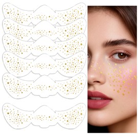 Dcsfadq Glitzer Sommersprossen Face Tattoo, 6 Stück Gold Sterne Gesichtsmake-up Temporäres Tattoo, Wasserfest, Gesichtsbemalung Freckles Tattoos für Festival, Party