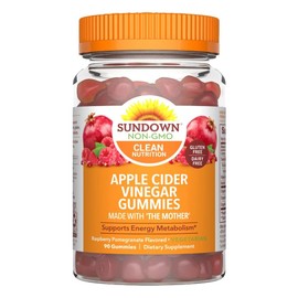 Sundown Apple Cider Vinegar Gummies, Supports Energy Metabolism, Raspberry Pomegranate Flavored, 90 Ct
