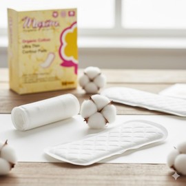 Maxim® 100% Certified Organic Cotton Ultra Thin Pads with Wings, Super/Nighttime Absorbency, Unscented & Hypoallergenic for Sensitive Skin, 10 Count, 1 Pack.